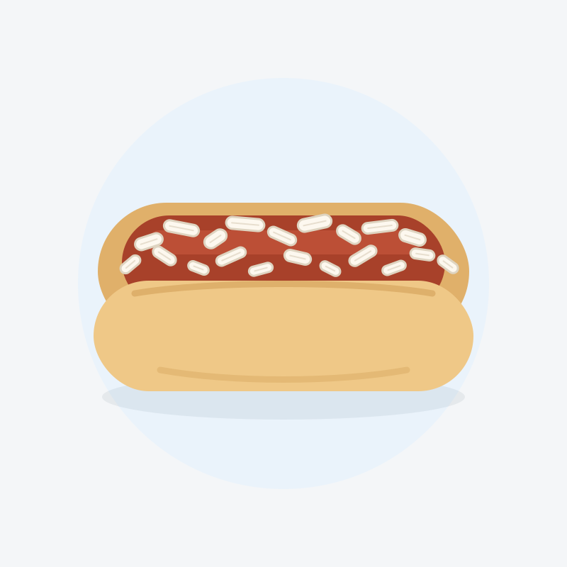 Sausage in a bun, with onion