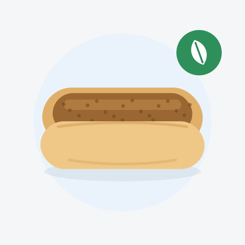 Vegetarian sausage in a bun, no onion